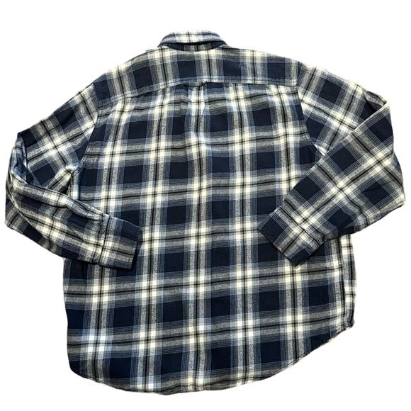 Eddie Bauer Mens XL Blue and Gray Flannel Long Sleeve Cotton Shirt - Picture 2 of 7